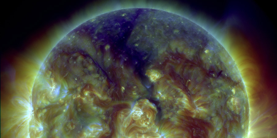 Low solar activity, coronal hole stream